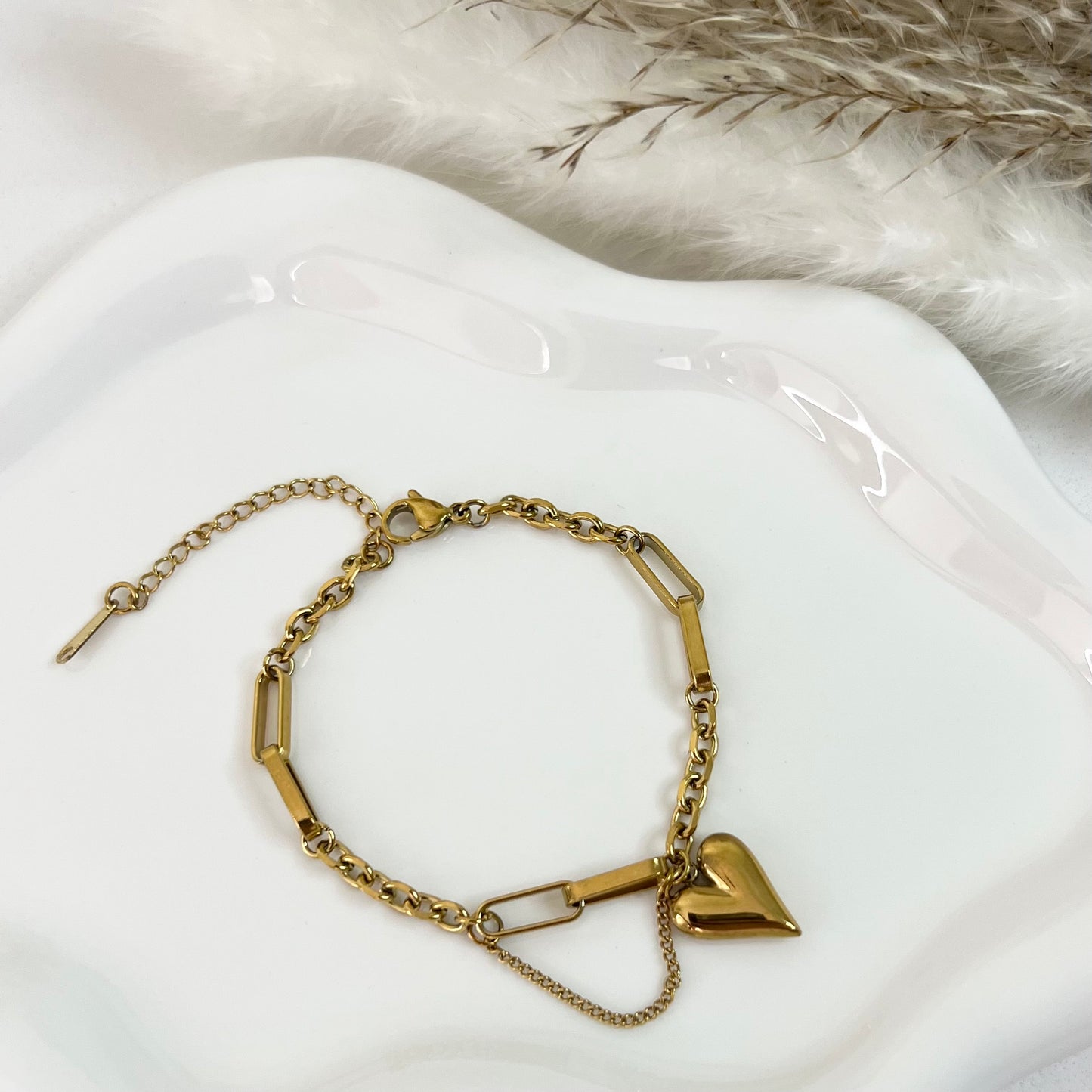 Heart Charm Bracelet- 18K Gold-Plated