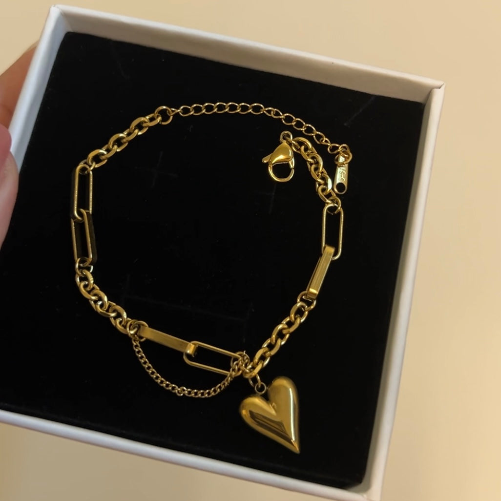 Heart Charm Bracelet- 18K Gold-Plated